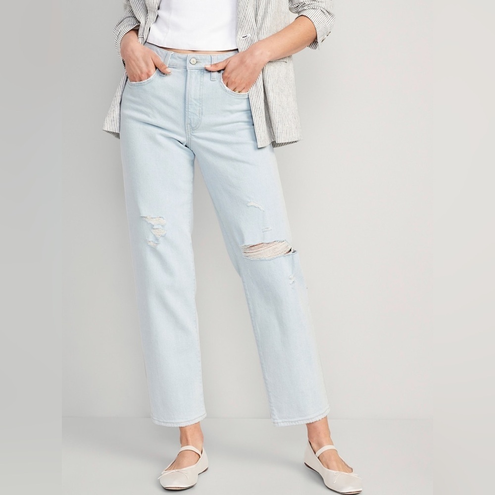 OLD NAVY High-Waisted OG Loose Ripped Jeans Size 6